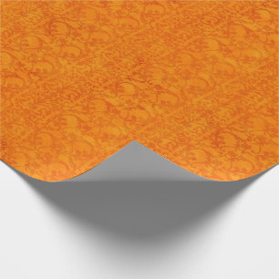 Autumn Damask Orange Wrapping Paper