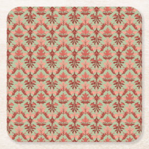 Autumn Damask Square Paper Coaster