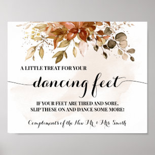 Autumn Dancing Feet Sign Flip Flops Wedding Party