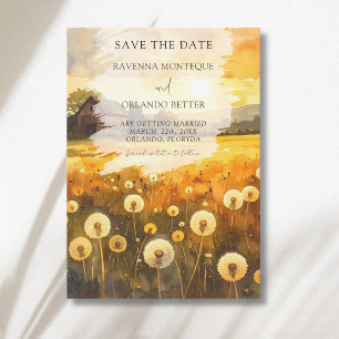 Autumn Dandelion Barn Watercolour Art Wedding Save The Date
