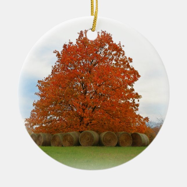 Autumn Day Ceramic Tree Decoration (Front)