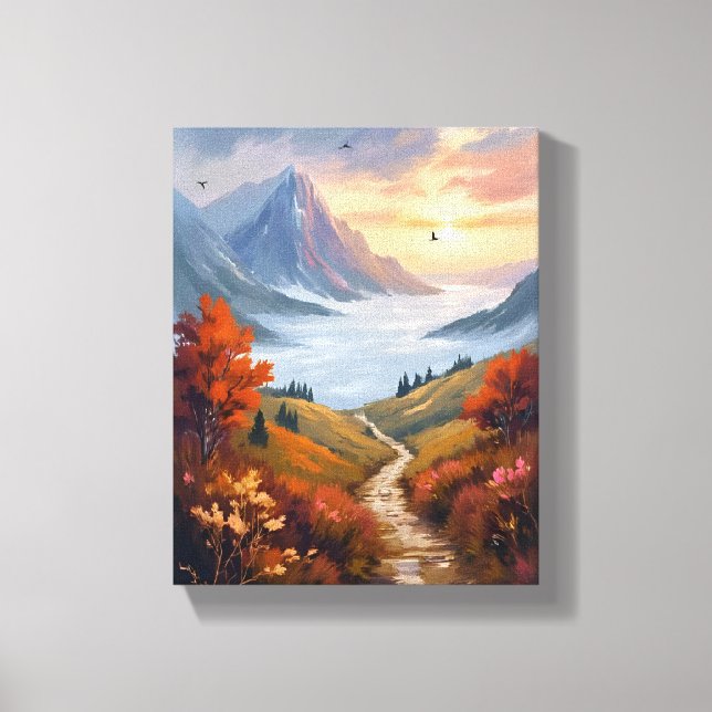 Autumn Daydreams | Fall Mountain Landscape Painted Canvas Print (Front)