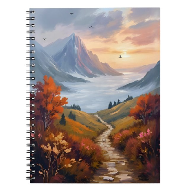 Autumn Daydreams | Fall Mountain Landscape Painted Notebook (Front)