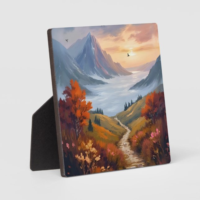 Autumn Daydreams | Fall Mountain Landscape Painted Plaque (Front)
