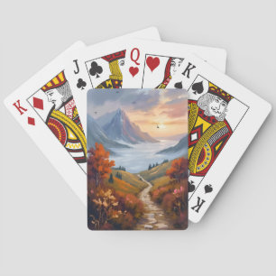 Autumn Daydreams Fall Mountain Landscape Painted Playing Cards