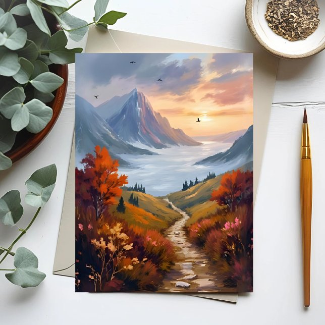Autumn Daydreams | Fall Mountain Landscape Painted Postcard (Creator Uploaded)