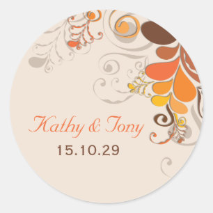 Autumn Deco Floral Swirls Fall Wedding Sticker