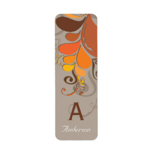Autumn Deco Floral Swirls Wedding Party Labels