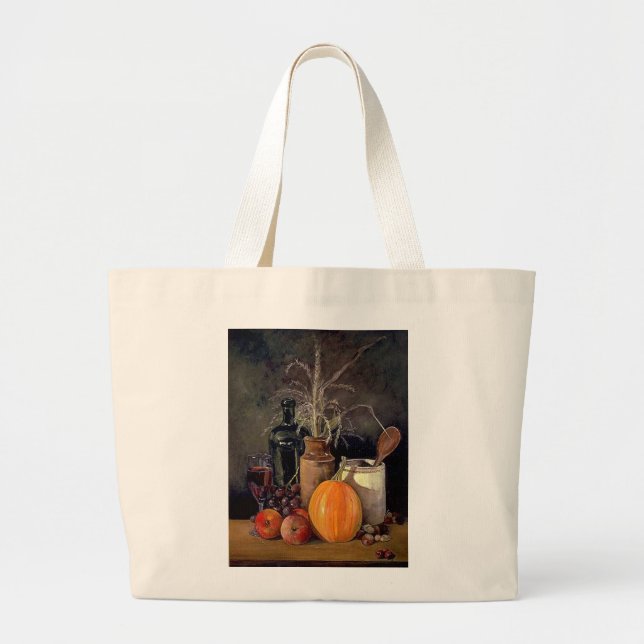 Autumn Decorations on Table Large Tote Bag (Front)