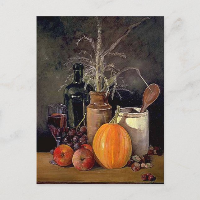 Autumn Decorations on Table Postcard (Front)