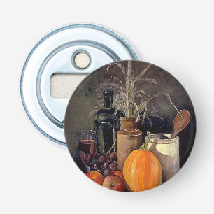 Autumn Decorations on Table, Pumpkin, Fruit, Drink Bottle Opener