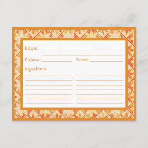 Autumn Decorative Floral Tiles Recipe Card