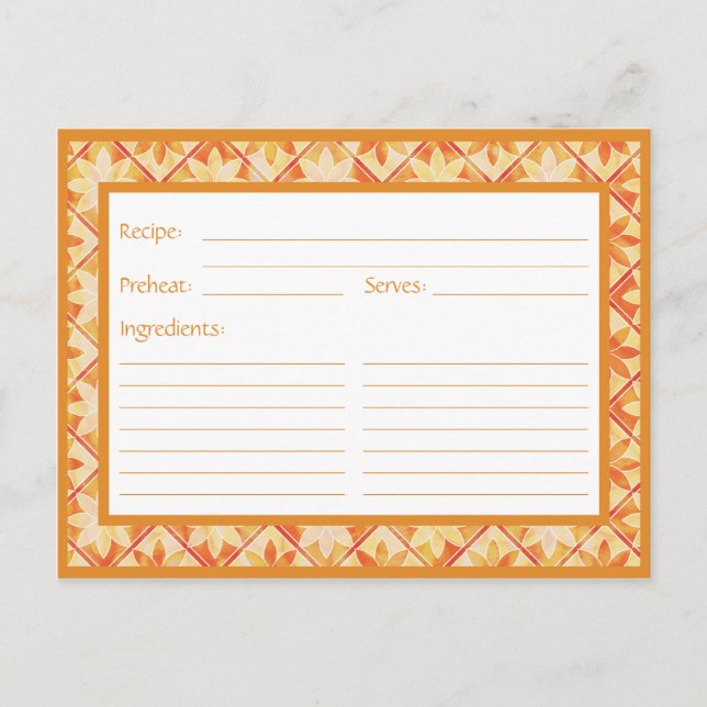 Autumn Decorative Floral Tiles Recipe Card (Front)