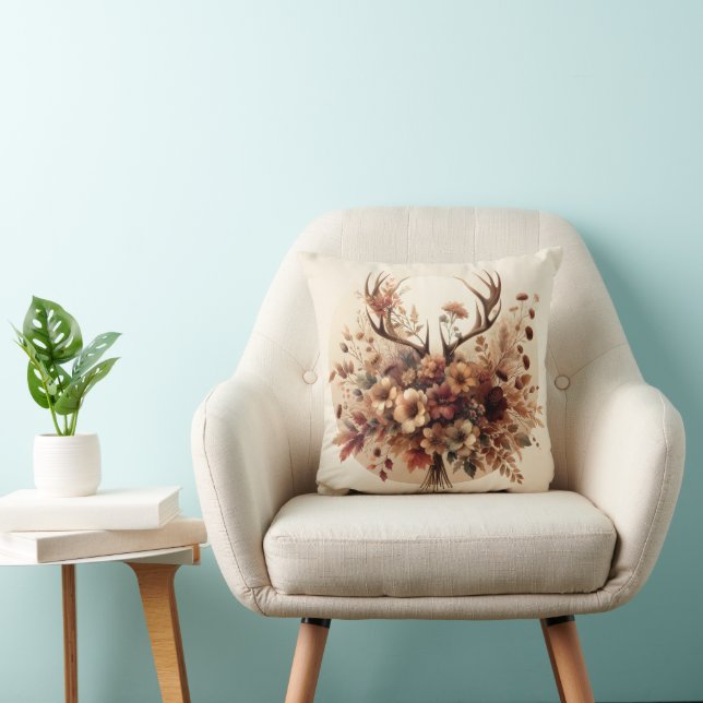Autumn Deer Antler Bouquet Cushion (Chair)