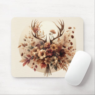 Autumn Deer Antler Bouquet Mouse Mat