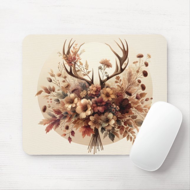 Autumn Deer Antler Bouquet Mouse Mat (With Mouse)