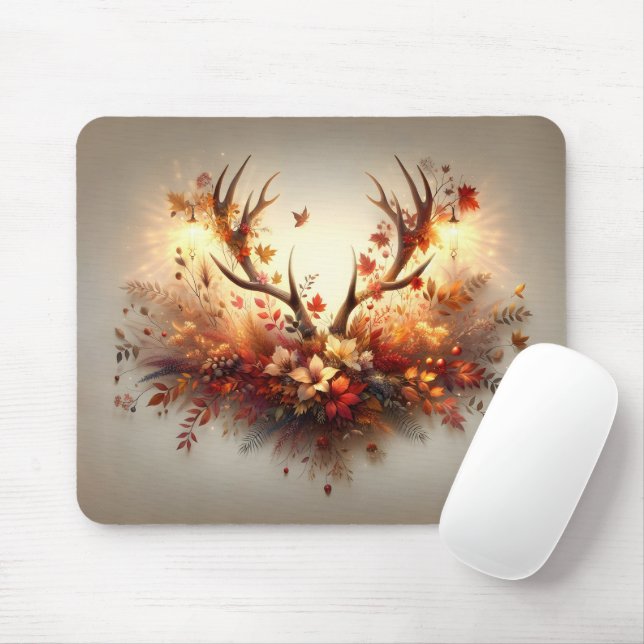 Autumn Deer Antler Bouquet Mouse Mat (With Mouse)