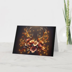 Autumn Deer Antlers With Wedding Lights Card