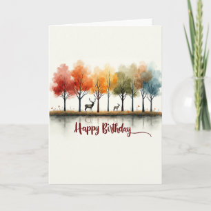 Autumn Deer Birthday Card