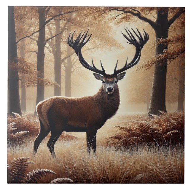 Autumn Deer Ceramic Tile (Front)