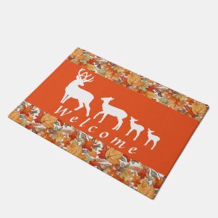 autumn deer family Welcome Doormat