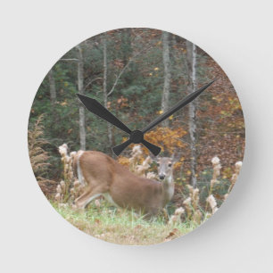 Autumn Deer in Lake Arrowhead GA Round Clock