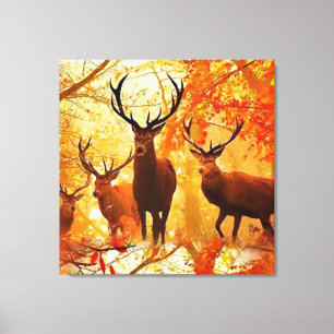 Autumn Deer Pattern Canvas Print