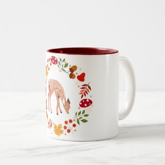 Autumn deer Two-Tone coffee mug