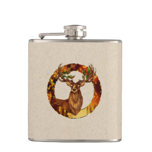 Autumn Deer Vinyl Wrapped Flask