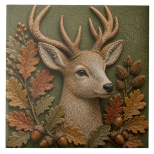 Autumn Deer Woodland Animal Tile