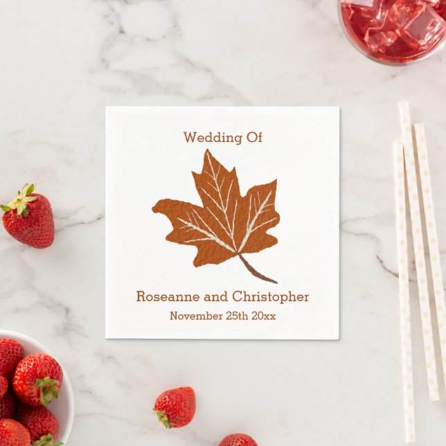 Autumn Design Wedding Napkin (Insitu)