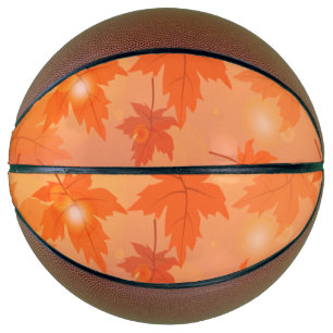 Autumn design with maple leaves and bokeh effect   basketball