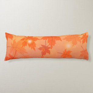 Autumn design with maple leaves and bokeh effect body cushion