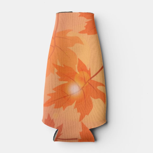Autumn design with maple leaves and bokeh effect  bottle cooler (Front)
