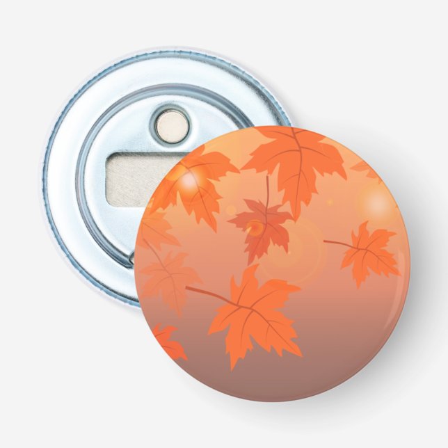 Autumn design with maple leaves and bokeh effect   bottle opener (Front)