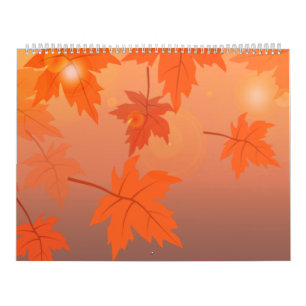 Autumn design with maple leaves and bokeh effect calendar
