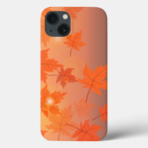 Autumn design with maple leaves and bokeh effect iPhone 13 case