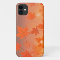 Autumn design with maple leaves and bokeh effect  
