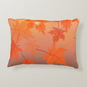 Autumn design with maple leaves and bokeh effect decorative cushion