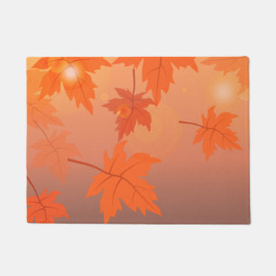 Autumn design with maple leaves and bokeh effect   doormat