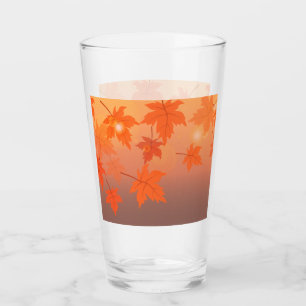 Autumn design with maple leaves and bokeh effect glass