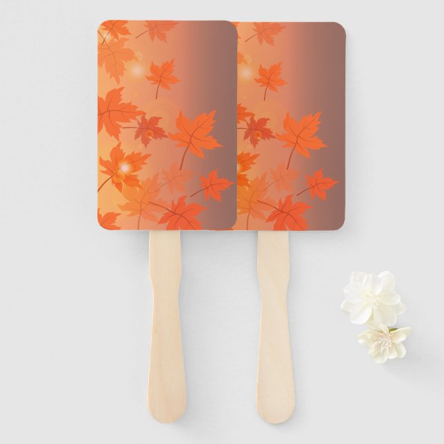 Autumn design with maple leaves and bokeh effect  hand fan (Front and Back)