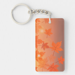 Autumn design with maple leaves and bokeh effect   key ring