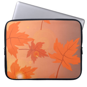 Autumn design with maple leaves and bokeh effect laptop sleeve