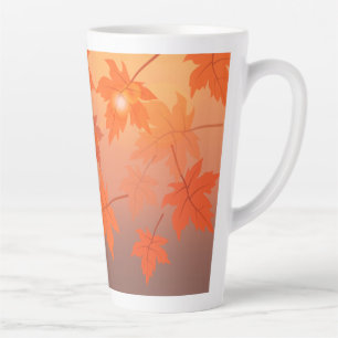 Autumn design with maple leaves and bokeh effect latte mug