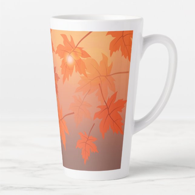Autumn design with maple leaves and bokeh effect  latte mug (Right)