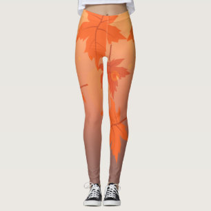Autumn design with maple leaves and bokeh effect  leggings
