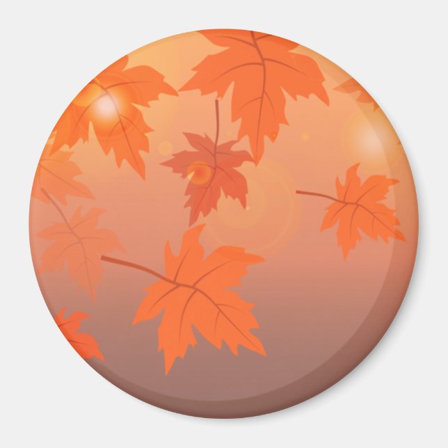 Autumn design with maple leaves and bokeh effect  magnet (Front)