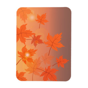 Autumn design with maple leaves and bokeh effect   magnet