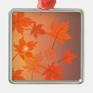 Autumn design with maple leaves and bokeh effect   metal tree decoration